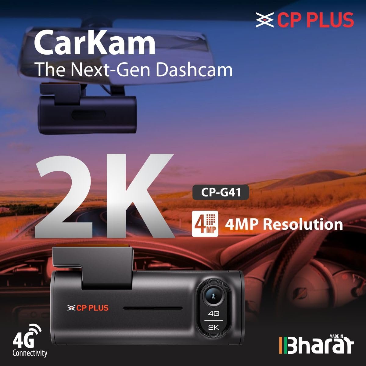 CP PLUS 2K 4G Dashcam | 4MP Resolution| Live GPS Tracking | 4G LTE Connectivity & Built-in Microphone | Supports G Sensor | Supports SD Card Upto 512GB Max - Image 2