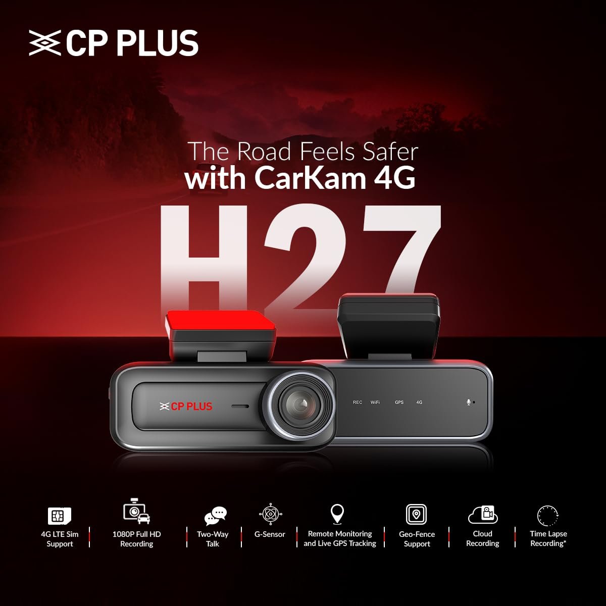 CP PLUS 4G Dashcam for Car with Full HD Front Camera & Live GPS Tracking | H.265 Recording | G-Sensor | Parking Mode | Two-Way Talk | Motion Detection | Time Lapse | SD Card Support up to 1TB - Image 2