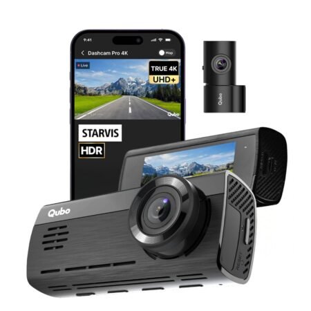 Qubo Car Dashcam Pro 3K [2026 Edition] Sony STARVIS 2 IMX675 Sensor| Dual Channel | Hero Group | NightPulse Vision | 5MP UHD Front Wide, 2MP FHD Rear | 3.2" LCD| Built-in GPS, Wi-Fi, Mic|1TB Storage